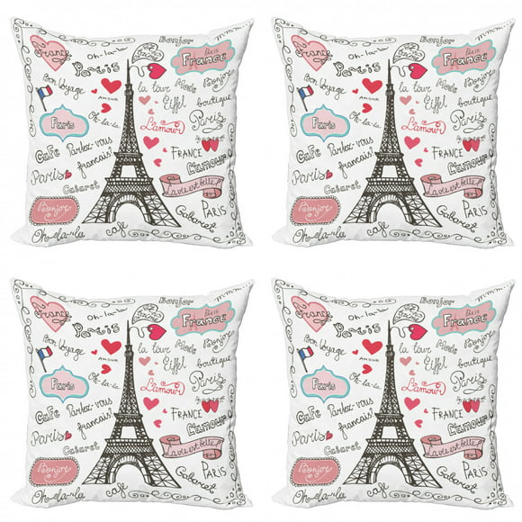 Embroidered Accent Pillows "Paris" Set of 2 Small/Cute: 8 1/2" x 5 1/2" 